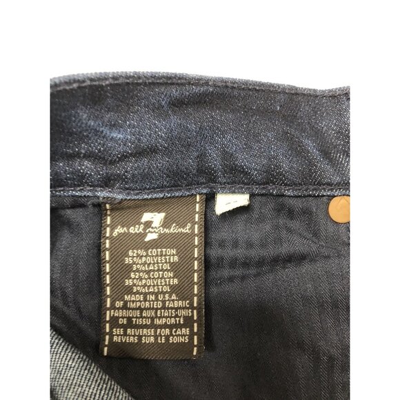 7 For All Mankind Straight Leg Flood Woman 31x28 Blue Denim Jeans Stretch - Picture 8 of 8